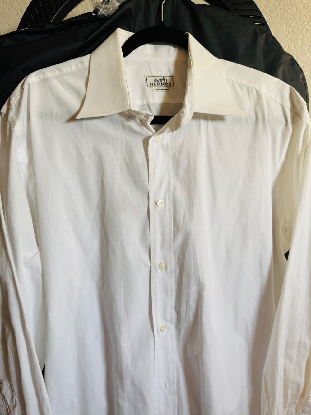 Hermes Men's White Dress Shirt - Classic Point Collar